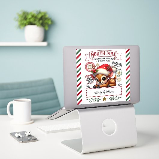 Schattigee kerstspecial van Santa Sticker (Laptop op bureau)