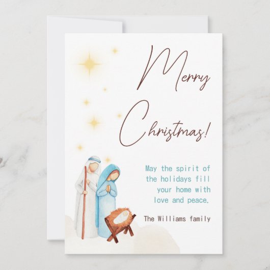 Schattigee kerststal Baby Jesus Feestdagenkaart (Voorkant)