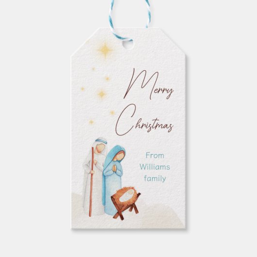 Schattigee kerststal cadeau Labels Cadeaulabel (Voorkant)