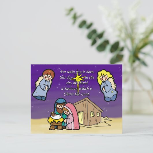 Schattigee kerststal kerst Kaart (Staand voorkant)