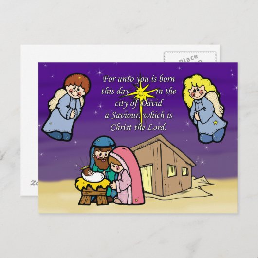 Schattigee kerststal kerst Kaart (Voorkant / Achterkant)