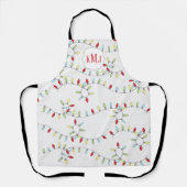 Schattigee Kerststring Licht Monogram Aangepast Schort (Voorkant)