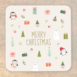 Schattigee kerstsymbolen kartonnen onderzetters