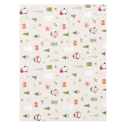 Schattigee kerstsymbolen tafelkleed (Voorkant)