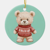 Schattigee Kerstteddybeer gepersonaliseerd Keramisch Ornament (Voorkant)