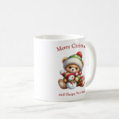 Schattigee kerstteddybeer met sneeuwpop koffiemok (Voorkant rechts)