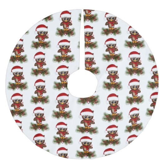 Schattigee kerstuil op dennentak boomrok kerstboom rok (Voorkant)