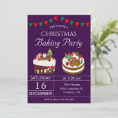 Schattigee kerstvakantie bakken partij uitnodiging (Staand voorkant)