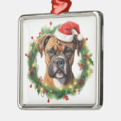 SCHATTIGEE KERSTVAKANTIE BOKSER DOG & KRANS METALEN ORNAMENT (Links)