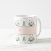 Schattigee Kerstvakantie Bomen Bos Beer Monogram Koffiemok (Voorkant rechts)