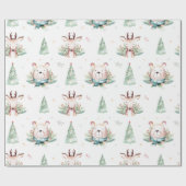 Schattigee kerstvakantie bomen Woodland Beer & Dee Cadeaupapier (Vlak)