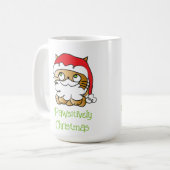 Schattigee Kerstvakantie Cartoon Cat Funny Gezegde Koffiemok (Voorkant links)