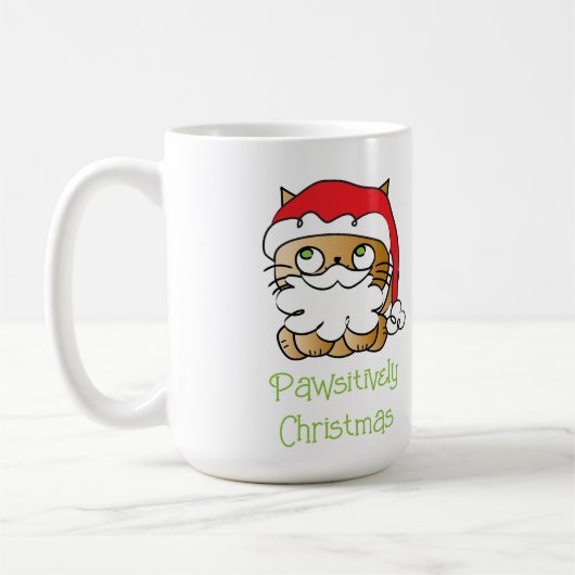 Schattigee Kerstvakantie Cartoon Cat Funny Gezegde Koffiemok (Links)