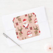 Schattigee kerstvakantie Cartoon Vierkante Sticker (Envelop)