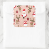 Schattigee kerstvakantie Cartoon Vierkante Sticker (Tas)
