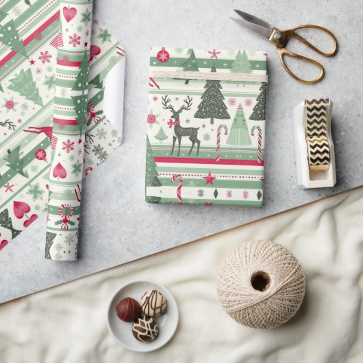 Schattigee kerstvakantie feestelijk patroon cadeaupapier (Crafts)
