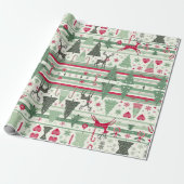 Schattigee kerstvakantie feestelijk patroon cadeaupapier (Uitgerold)