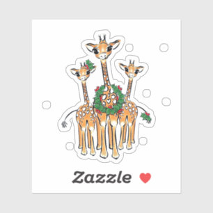Schattigee kerstvakantie Giraffes Sticker