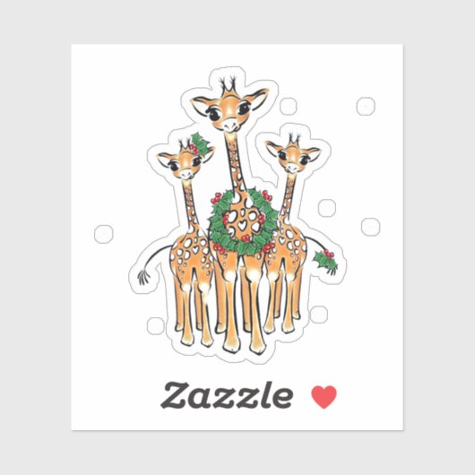Schattigee kerstvakantie Giraffes Sticker (Vel)