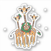 Schattigee kerstvakantie Giraffes Sticker (Voorkant)