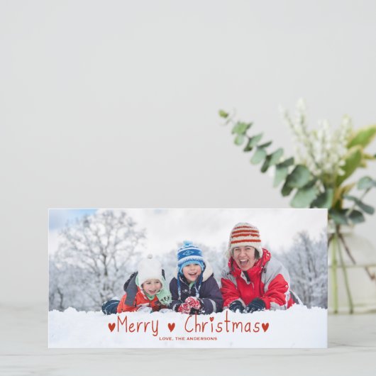 Schattigee kerstvakantie Kaart | Red (Staand voorkant)