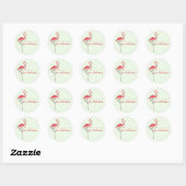 Schattigee kerstvakantie lichten roze flamingo str ronde sticker (Vel)