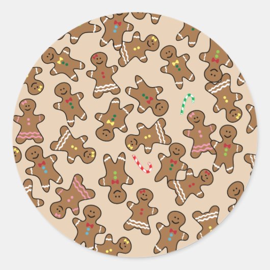Schattigee kerstvakantie peperkoek mannen koekjes ronde sticker (Voorkant)