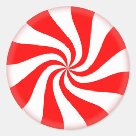 Schattigee kerstvakantie pepermunt Snoep rood/wit Ronde Sticker