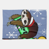 SCHATTIGEE KERSTVAKANTIE SANTA SLOTH VERTICAAL THEEDOEK (Horizontaal)