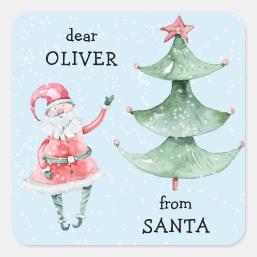 Schattigee kerstvakantie vierkante sticker (Voorkant)