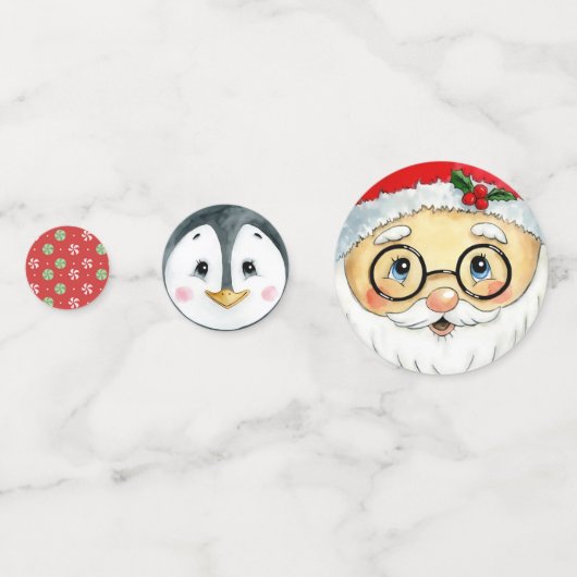 Schattigee kerstvakantie Waterverf gezichten Santa Confetti (Voorkanten)