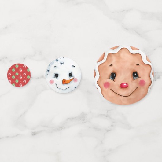 Schattigee kerstvakantie Waterverf gezichten Santa Confetti (Achterkanten)