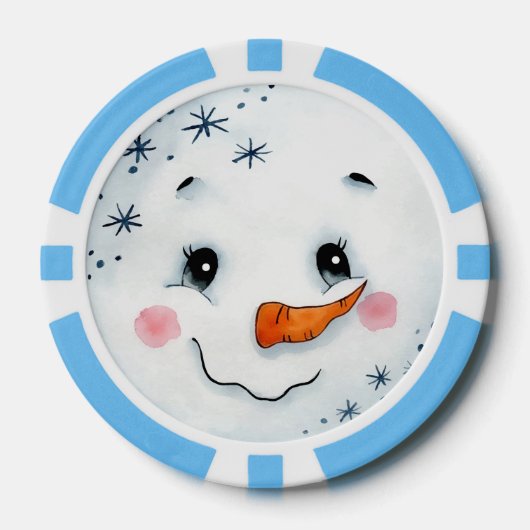 Schattigee kerstvakantie Waterverf sneeuwmangezich Poker Chips (Voorkant)