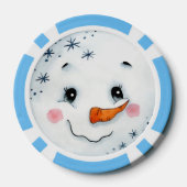 Schattigee kerstvakantie Waterverf sneeuwmangezich Poker Chips (Achterkant)