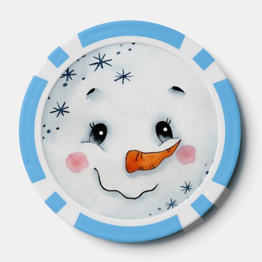 Schattigee kerstvakantie Waterverf sneeuwmangezich Poker Chips (Achterkant)