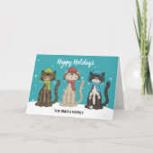 Schattigee kerstvakantie winterkatten kaart (Voorkant)