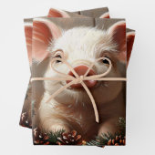 Schattigee Kerstvarken Rustieke Schilderij Decoupa Inpakpapier Vel (In situ)