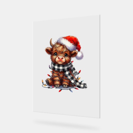 Schattigee kerstverlichting Highland Koe Funny Chr Acryl Bord (Hoek)