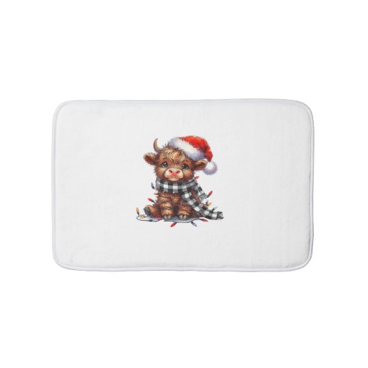 Schattigee kerstverlichting Highland Koe Funny Chr Badmat (Voorkant)