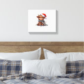 Schattigee kerstverlichting Highland Koe Funny Chr Canvas Afdruk (Insitu (Slaapkamer))