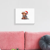 Schattigee kerstverlichting Highland Koe Funny Chr Canvas Afdruk (Insitu (Woonkamer))
