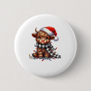 Schattigee kerstverlichting Highland Koe Funny Chr Ronde Button 5,7 Cm