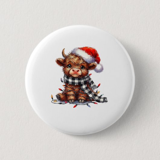 Schattigee kerstverlichting Highland Koe Funny Chr Ronde Button 5,7 Cm (Voorkant)