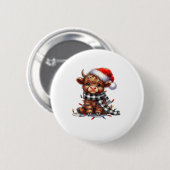 Schattigee kerstverlichting Highland Koe Funny Chr Ronde Button 5,7 Cm (Voorkant /achterkant)