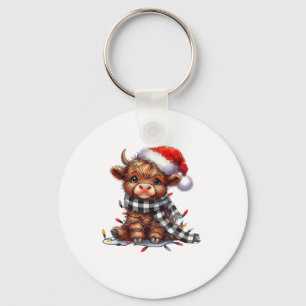 Schattigee kerstverlichting Highland Koe Funny Chr Sleutelhanger