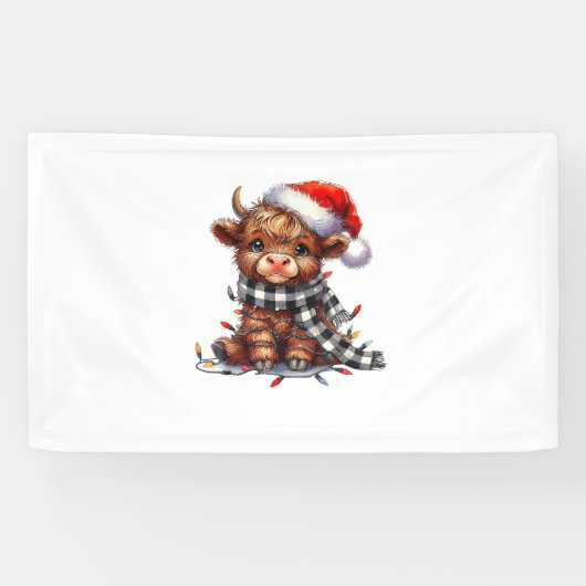 Schattigee kerstverlichting Highland Koe Funny Chr Spandoek (Horizontaal)