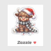 Schattigee kerstverlichting Highland Koe Funny Chr Sticker (Vel)