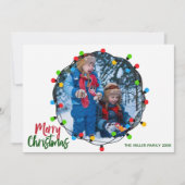 Schattigee kerstverlichting Kinder foto Feestdagenkaart (Voorkant)