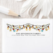 Schattigee kerstverlichting retour adreslabels etiket (Insitu)