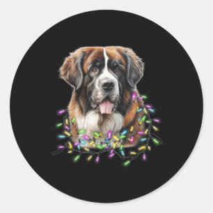 Schattigee kerstverlichting Saint Bernard Dog Ronde Sticker